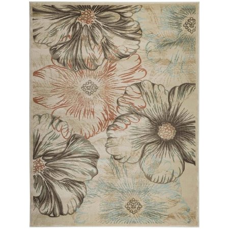 RADICI 3809-0032-CREAM Garda Rectangular Floral Rugs, Cream - 7 ft. 10 in. x 10 ft. 6 in. 3809/0032/CREAM